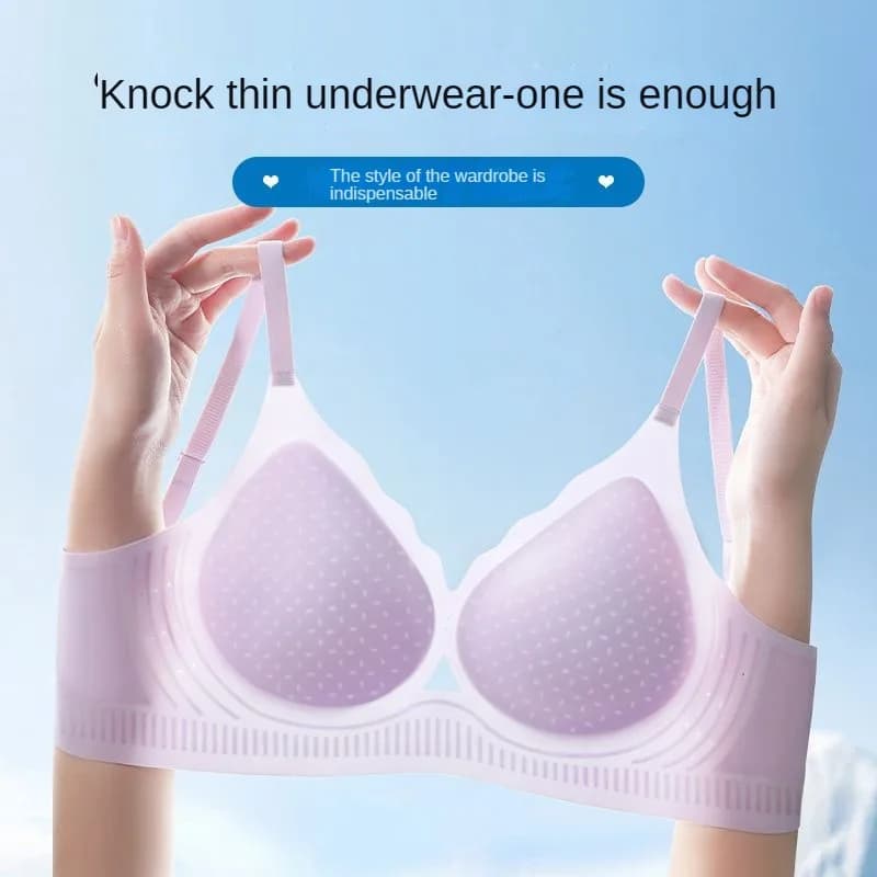 Intimo senza cuciture in seta di ghiaccio ultrasottile da donna con seno piccolo che raccoglie il seno senza fili che riduce il raffreddamento del bellissimo reggiseno posteriore