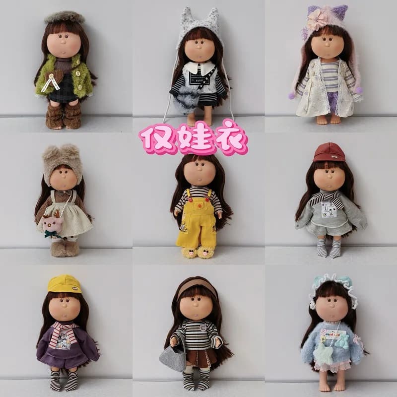 Set di vestiti per bambole Potato Mia da circa 24 cm, include maglione grigio, pantaloncini, cappello rosso, sciarpa a righe, calzini, abbigliamento casual, giocattolo per bambina
