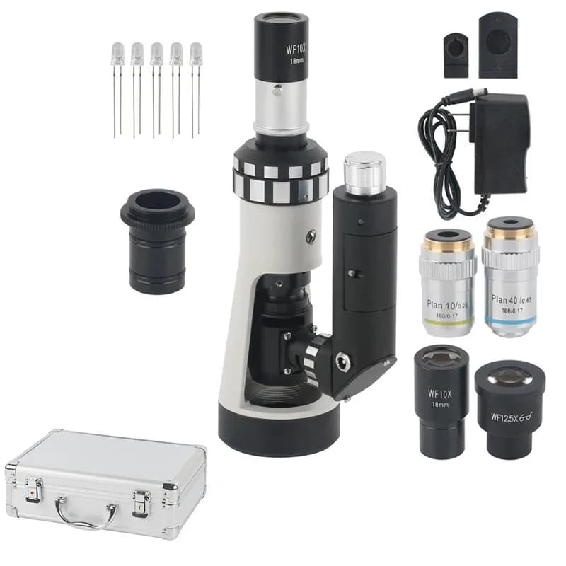 Microscopio metallurgico portatile 500X Mini microscopio monoculare portatile Obiettivo del piano 10X 40X per test di materiali metallici da laboratorio