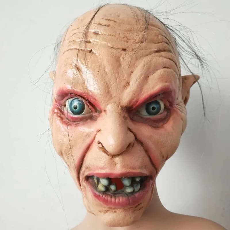 Gollum Cosplay Mask Unisex Horror Latex Mask Head Cover Prop Women Men Halloween Party Costume Roleplay Outfit Accessories