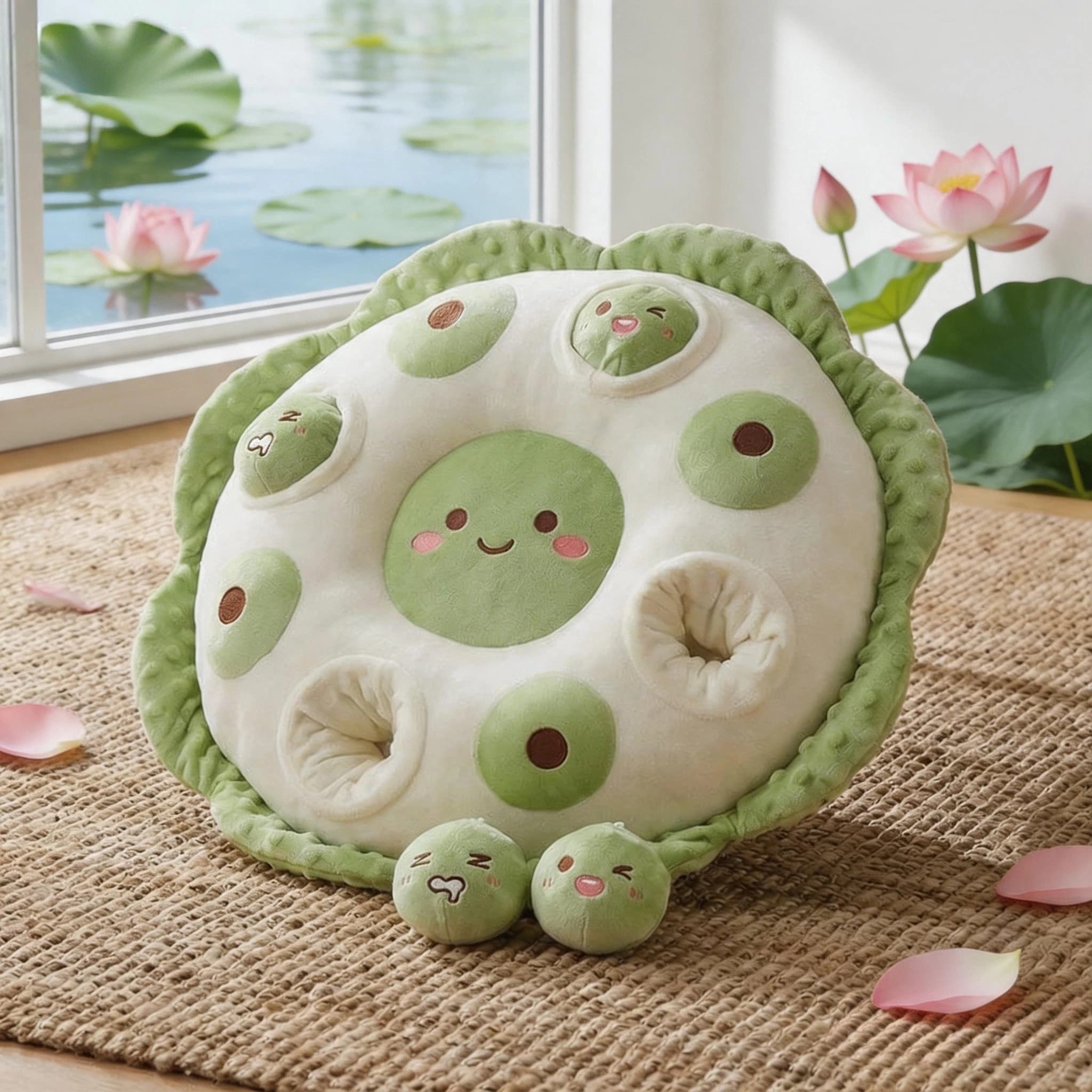 Cute Soft Lotus Pod Plush Toy Cushion Detachable Seed Pendant Kawaii Healing Sleeping Pillow Living Room Window Backrest Gift