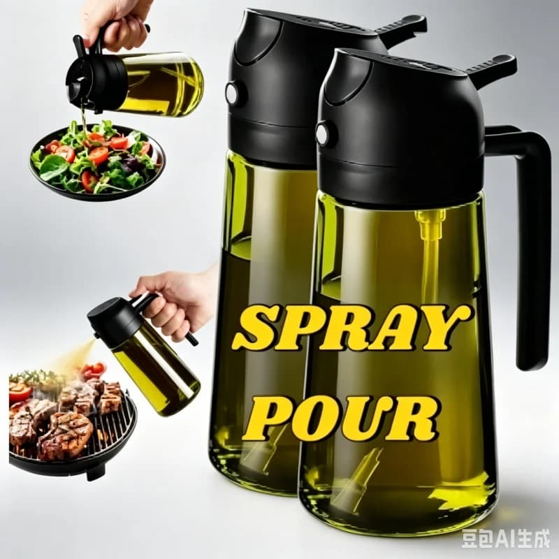 Bottiglia Spray per Olio d'Oliva Verde Scuro Opaca, Dispenser in Plastica, Gadget da Cucina e Accessorio per Friggitrice ad Aria