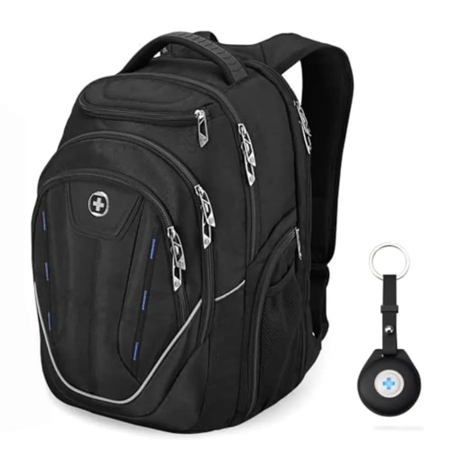 Zaino per Laptop TSA da Uomo con Funzione Apple Find My, Porta USB per Ricarica, Tasche RFID, Adatto per Computer da 15.6 Pollici
