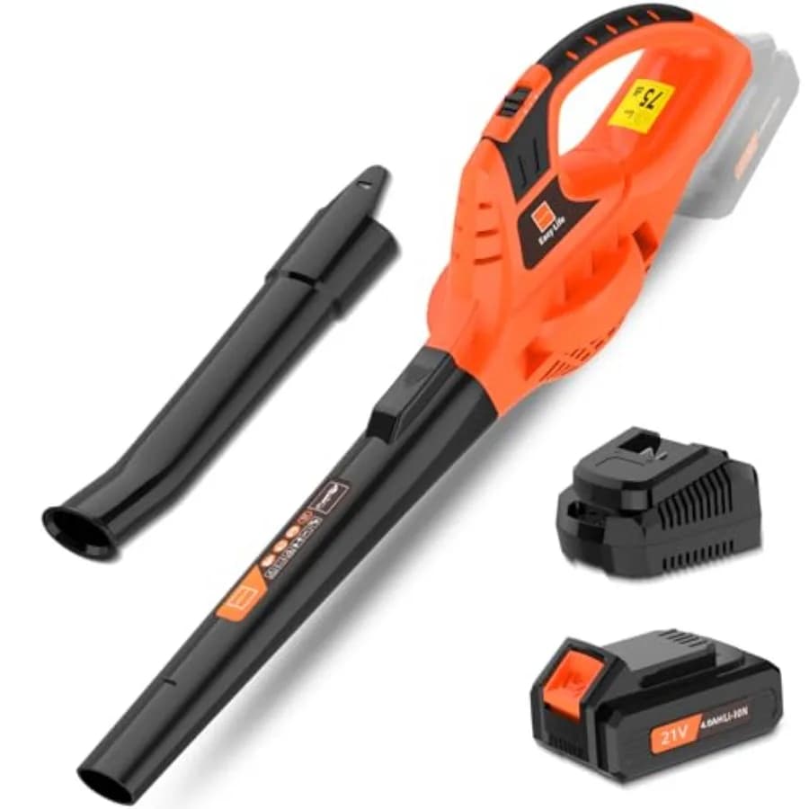 21V Leaf Blower Cordless Handheld Electric Lightweight Blower with 4.0Ah Rechargeable Battery and Fast Charger Adjustable Speed