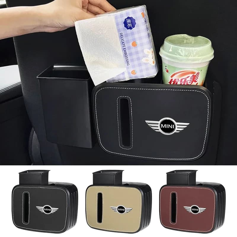 Organizer per Sedile Auto con Portabicchieri, Cestino e Vano Portaoggetti per BMW Mini Cooper R50 R53 R60 F55 F56 R56 R55 R60 F55