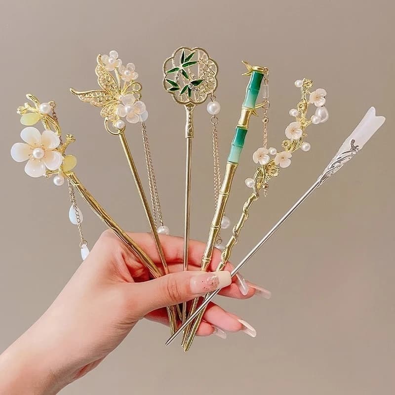 Metal Drills Stylish Temperament Hair Accessories with Simple Chinese Style Hair Clip