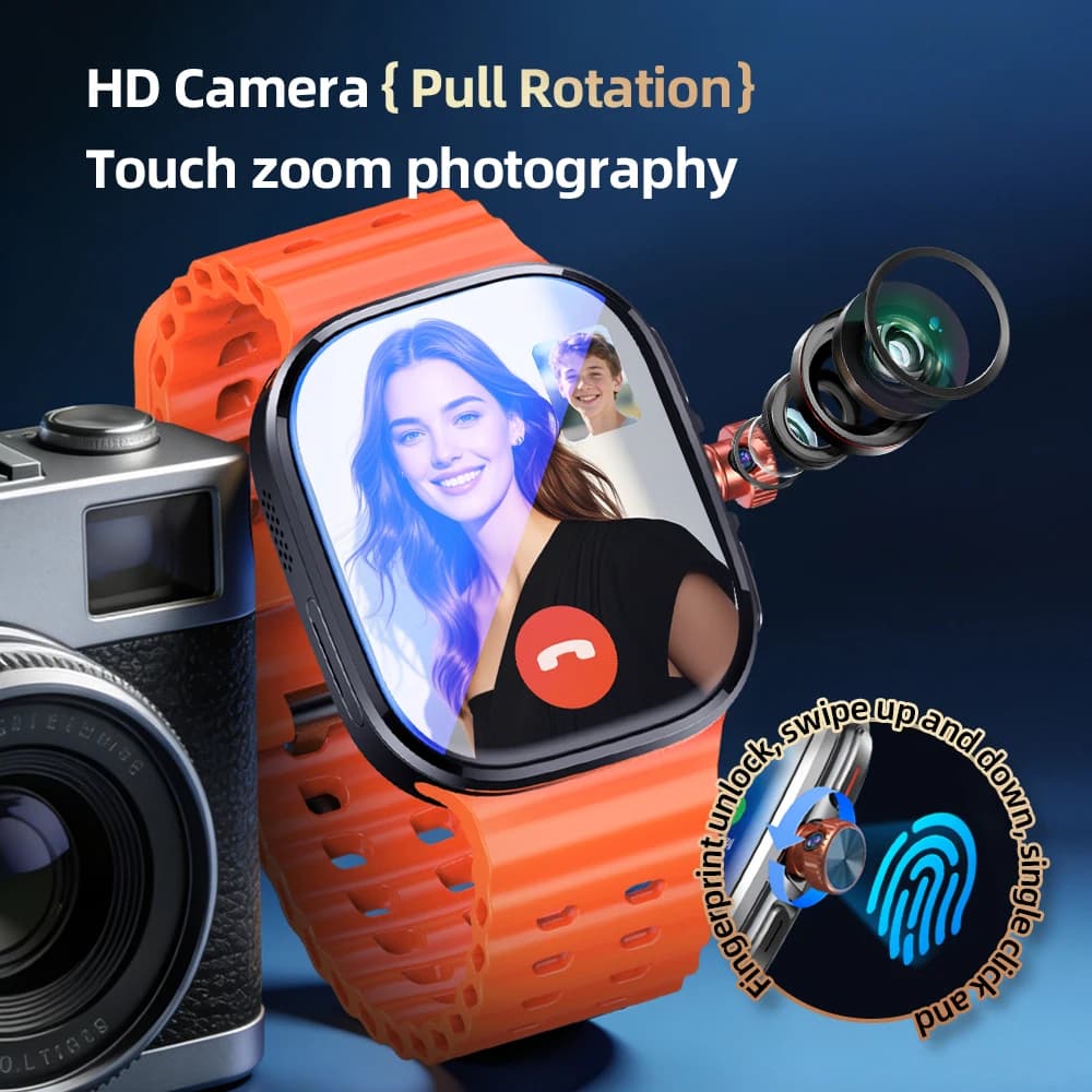 Smartwatch S12 Ultra Originale 5G LTE Android 13.0 Nuovo con Sblocco Impronta Digitale, Riconoscimento Facciale e Fotocamera Rotante