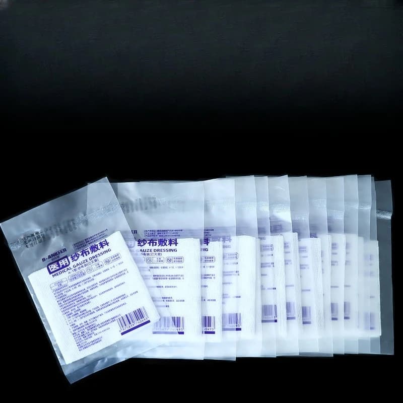 Garza Sterile Monouso, Pezzi di Garza di Cotone Sgrassato, Medicazione Sterile Individuale per Ferite, Benda Assorbente per Cura Domestica