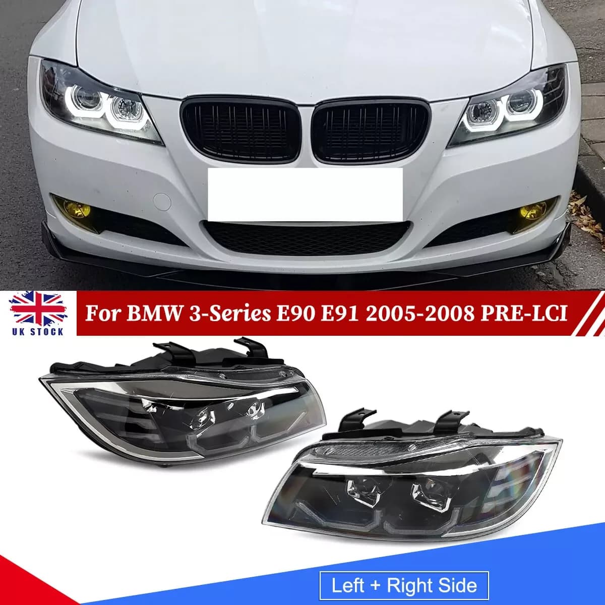 Luci auto PER BMW SERIE 3 E90 E91 2005-2008 Gruppo faro LED 3D DRL RUNNING FONTE ANTERIORI Fari Automobili Lampada