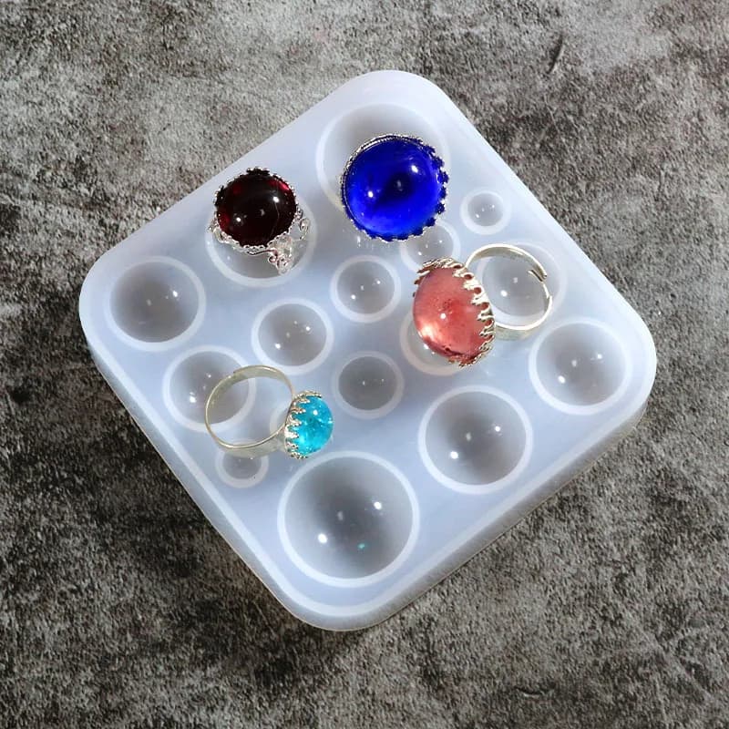 Resin Silicone Molds, Semi-Circular Gemstone Silicone Molds, Multi-Sized Spherical Drop Molding Tools, Jewelry Surfaces/ Tools