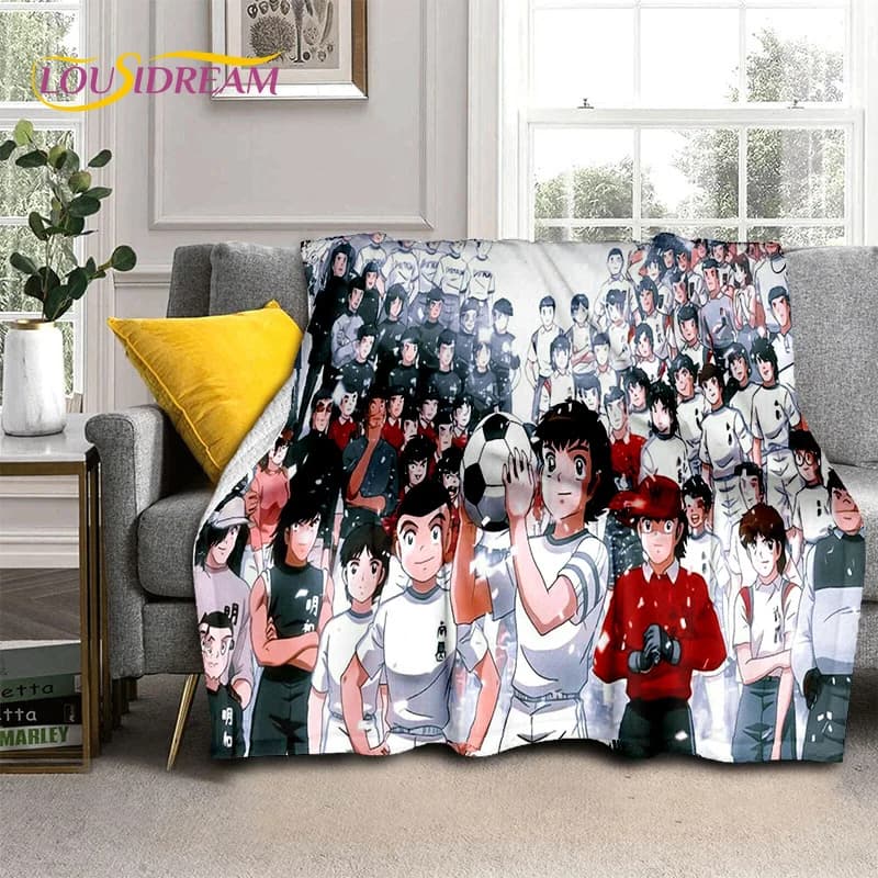 Cartoon Captain Tsubasa Football Soft flanella coperte, coperta comoda coperta per letti da Picnic divano casa camera da letto regali