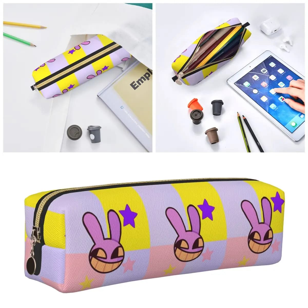 Jax Cartoon Digitals Circus Pencil Cases Pencilcases Pen Box for Student Large Storage Bag School Supplies Zipper Stationery
