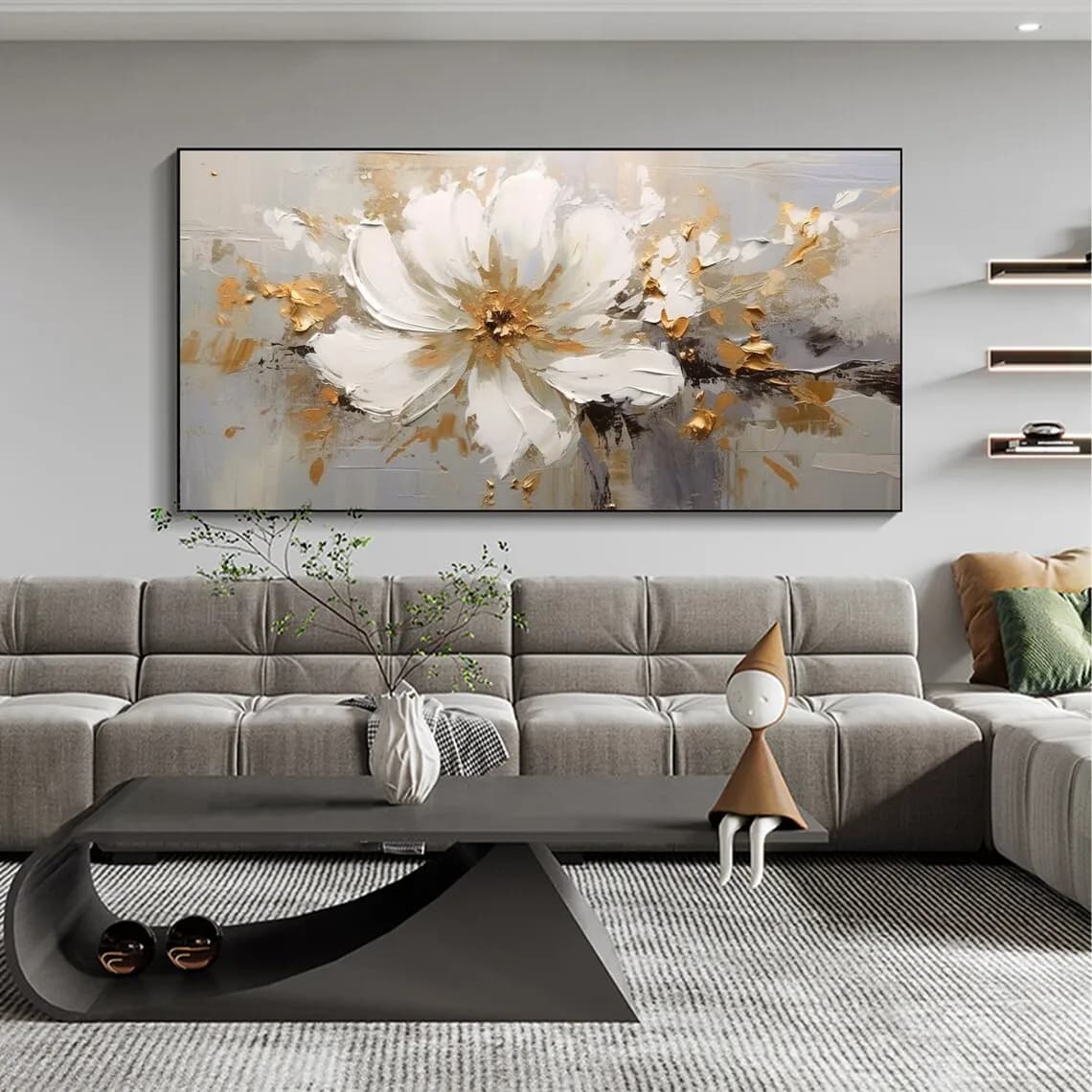 1pc frameless Canvas Painting Abstract Flower Oil Painting on Canvas Large Wall Art Minimalist Floral Art Custom handmade Painti