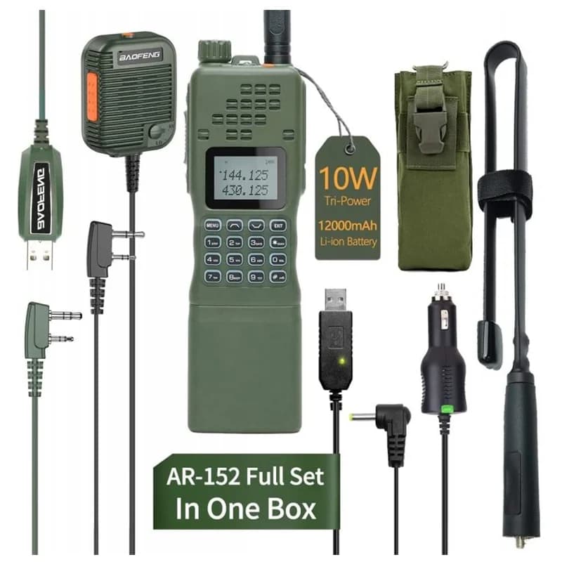 Baofeng AR-152 15W Walkie Talkie Potente CB Radio bidirezionale 12000mAh Batteria tattile a lungo raggio AN Ricetrasmettitore dual band PRC-152