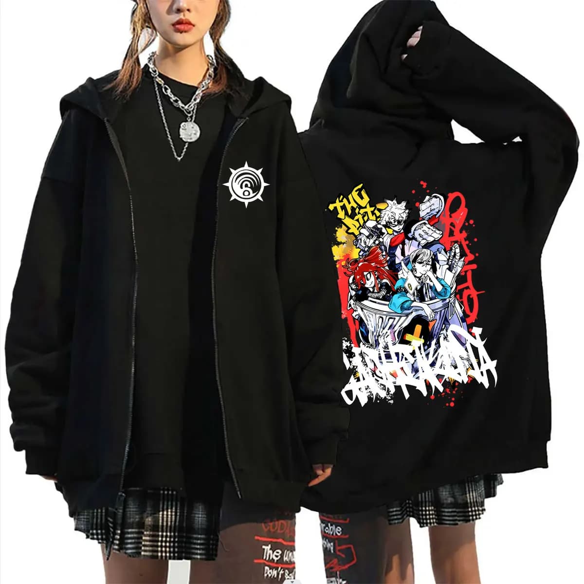 Anime Gachiakuta Rudo Zanka Enjin Merch Zipper Hoodie Men Women Manga Oversized Zip Up Jacket Coat Men's Casual Vintage Hoodies