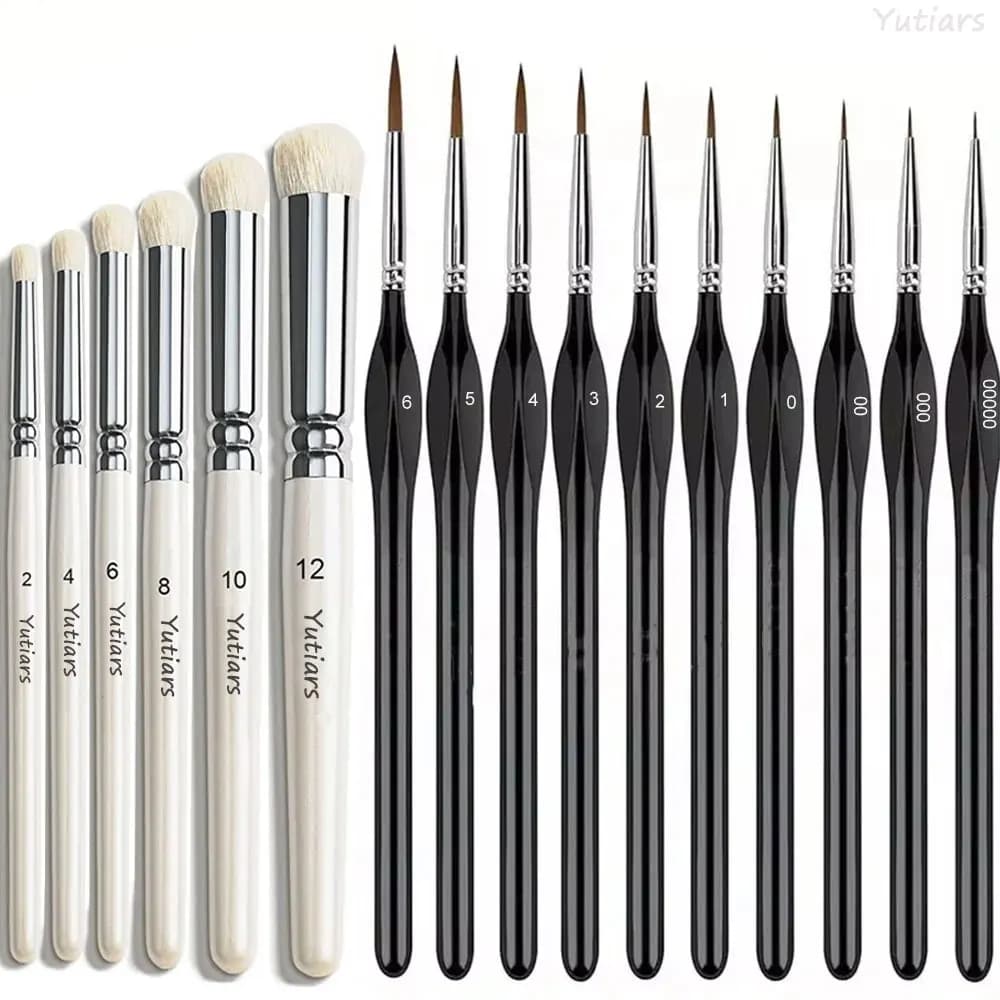 Miniature Paint Brushes Drybrush Set, Detail Paint Brushes for Acrylics, Watercolor, Figurines Model, Face Painting