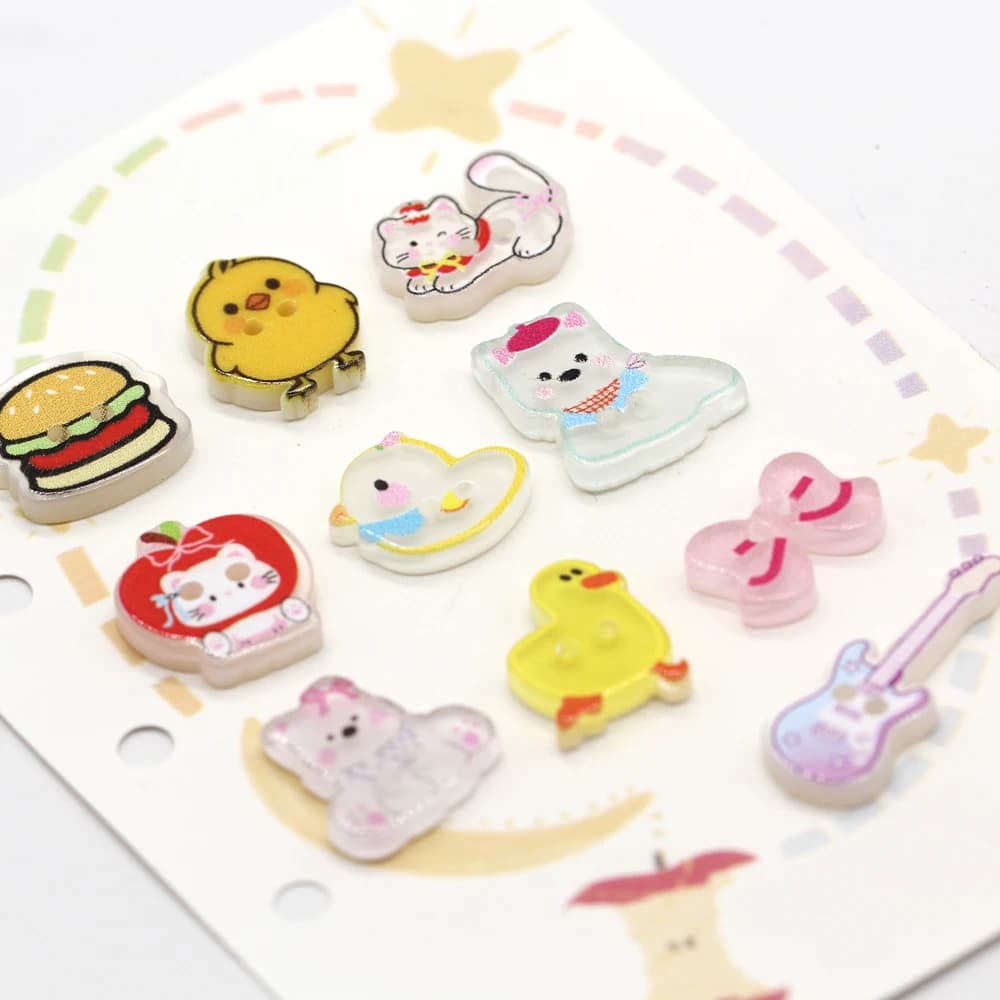 HENGC 10 Pezzi Bottoni in Resina a Forma di Animali Cartoon per Abbigliamento, Camicie, Vestiti, Decorazioni Fatte a Mano, Scrapbooking e Fai-da-Te