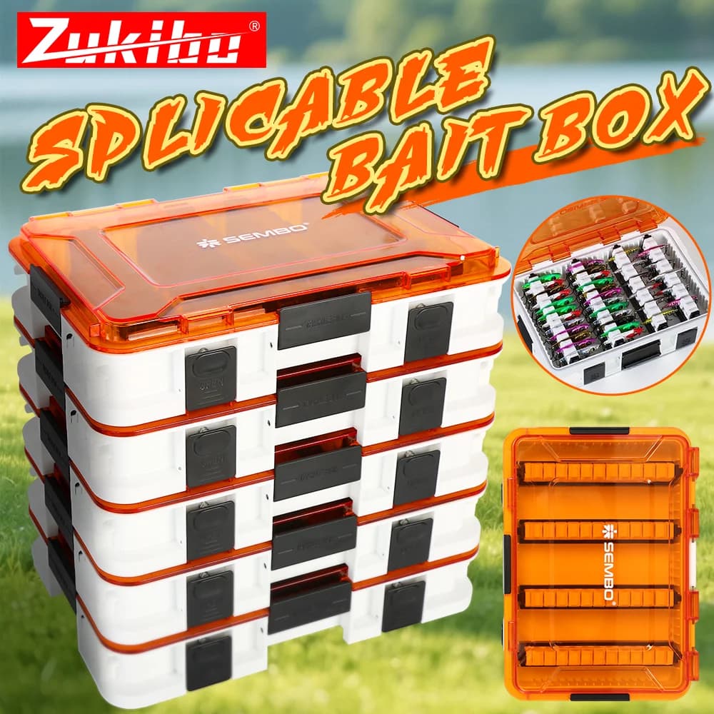 ZUKIBO Fishing Equipment Box Portable Storage Box Fishing Accessories Box Detachable Waterproof Fin bait box Fishing Supplies