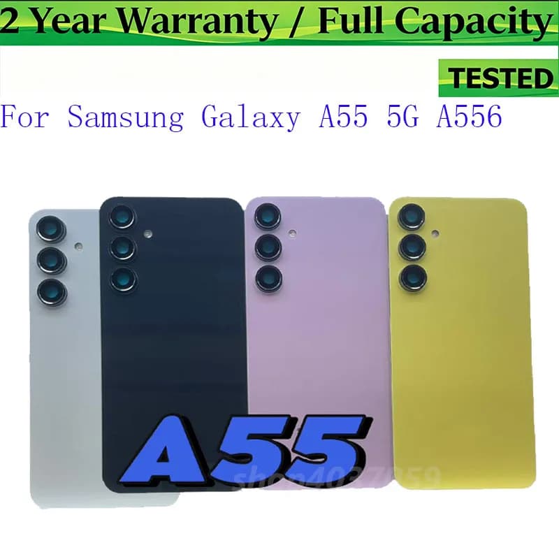 For Samsung Galaxy A55 5G A556 Phone Housing Glass Cover Battery Case Back Rear Door Lid Panel Camera Lens