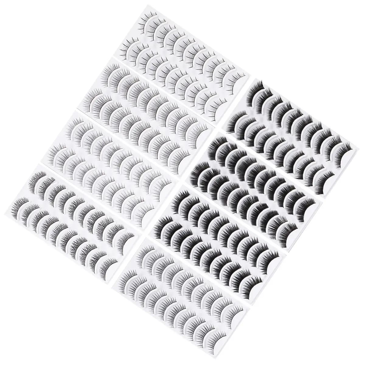 Set of 80 Paia di Ciglia Finte Naturali Lunghe e Spesse, Comode ed Elegant, for Makeup Eyes, Ciglia Finte a Striscia per Uso Quotidiano, Feste e Moda