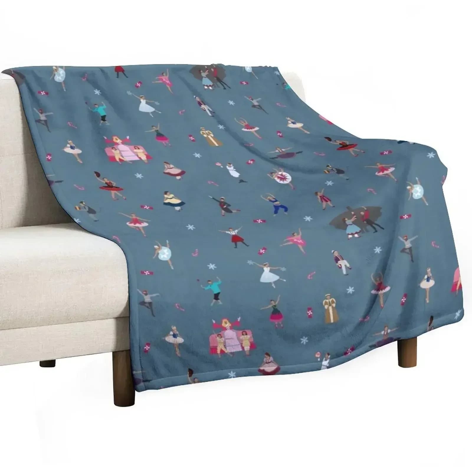 Nutcracker Ensemble - Blue Throw Blanket Designers Cute Flannels Large Luxury Brand Sleeping Bag Blankets