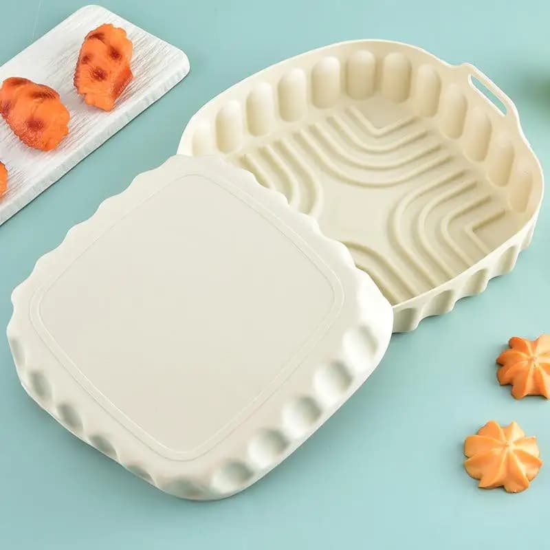 Cestello in silicone per friggitrice ad aria, riutilizzabile, quadrato, stampo in silicone per pizza e pollo fritto, accessorio per friggitrice ad aria