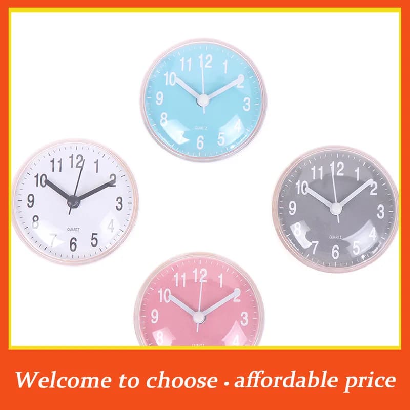 Waterproof PP shower watch, 1 piece, mini wall clock with suction cup, anti-fog, for kitchen and bathroom