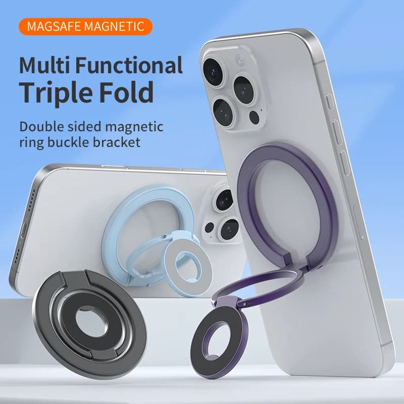 Double Sided Magnetic Phone Ring Holder Portable Folding Cellphone Stand Accessory Grip Bracket Support Universal