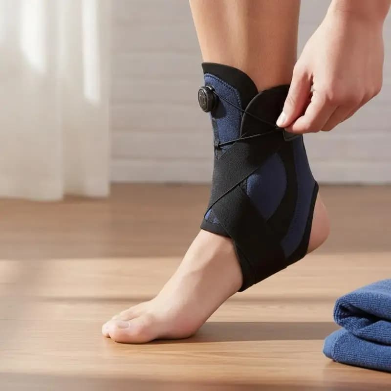 Ankle Pain Relief Support Sleeve Adjustable Rotating Buckle Compression Strap for Post-Injury Recovery Sports