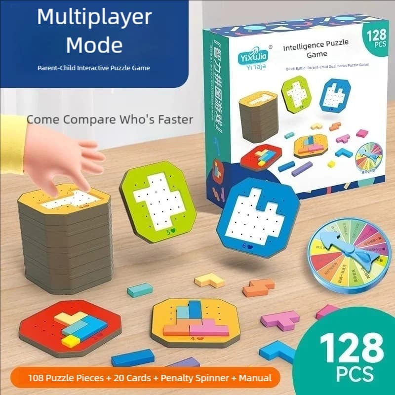 Popular Multiplayer Intellectual Puzzle Game for Ages 3 and Above, 128-Piece Quick Matching Speed Challenge Board Game, Dot-To-Dot Spinner Board Game, Educational Game, Montessori Toys, Stem Educational Toys, Spatial Thinking Toys, Logical Reasoning Toys, Observation Skills Training Toys, Board Games, Children's Puzzle Pieces, Geometric Puzzles, Tabletop Games, Montessori Logical Spatial Thinking Toys, Parent-Child Competitive Tabletop Games