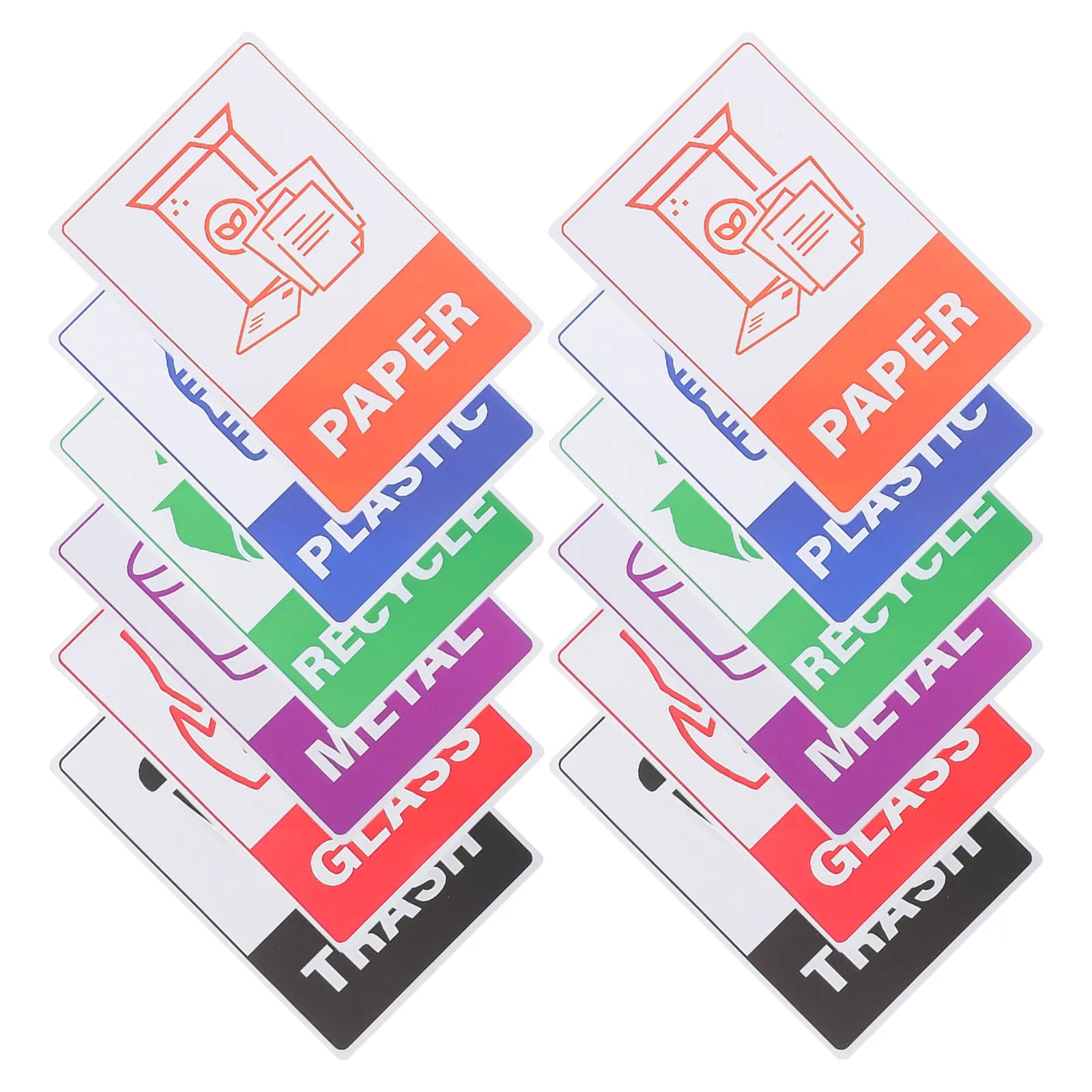 18Sheet Recycling Bin Stickers Self Adhesive Waterproof Waste Signs for Home Kitchen Office Garbage Containers Trash Can Labels