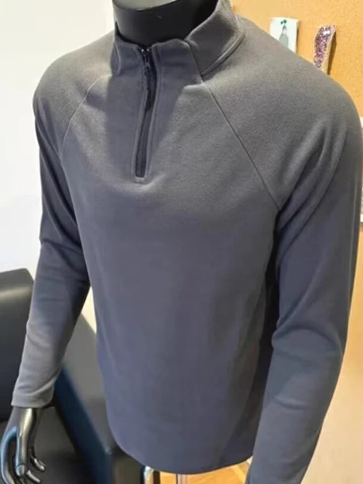 Men's Double-Sided Velvet T-Shirt Zipper Half-High Collar Warm Long Sleeve Woolen Underwear Base Shirt American Style Youth