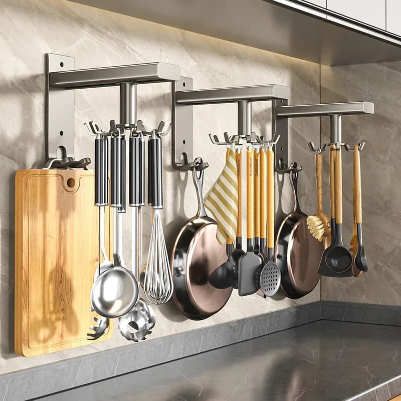 Gancio da cucina universale multiuso girevole a 360 gradi per rack, organizer per cucchiaio, gancio per riporre accessori per la cucina di casa