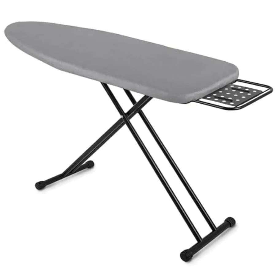 Asse da Stiro Full Size 47 X 15 con Copertura Resistente al Calore e Tappetino in Feltro Spesso, Supporto per Ferro da Stiro di Sicurezza, Piedini Antiscivolo, Altezza Regolabile