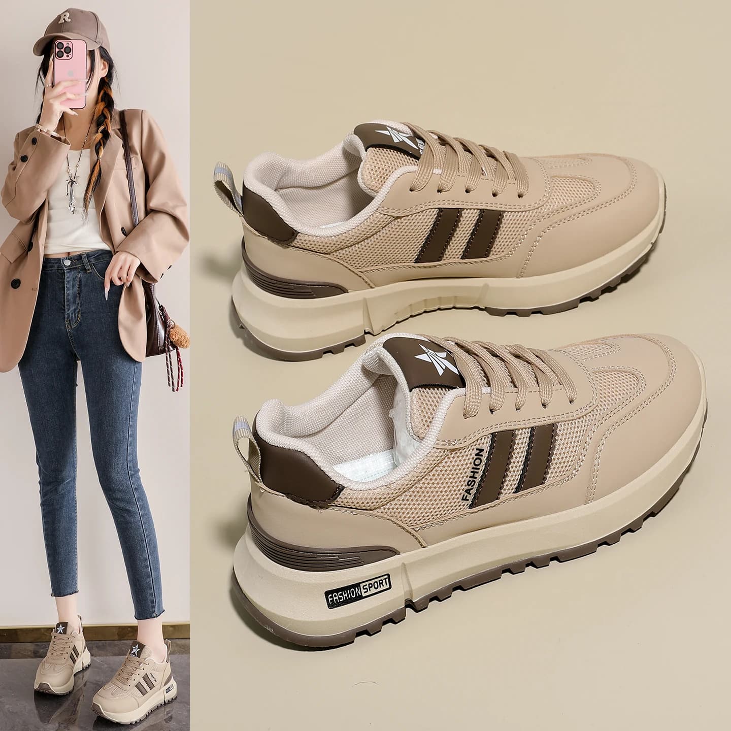 Scarpe Sportive da Donna con Tomaia in Mesh, Antiscivolo, Leggere, Suola Morbida, Casual, da Corsa, Nuovo Stile Primavera 2026, Versatili e Confortevoli