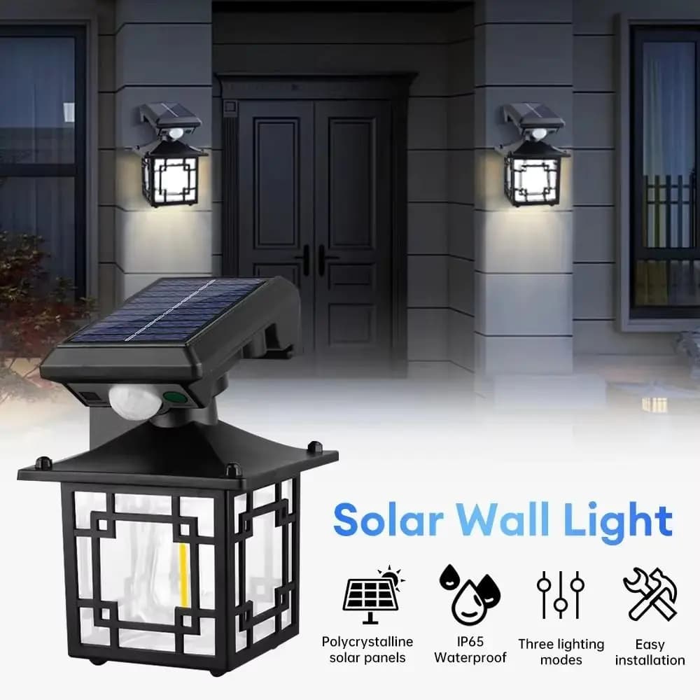 Lampada da parete con induzione del movimento impermeabile IP65, telecomando, luce solare a LED super luminosa, facile da installare, pannello separato