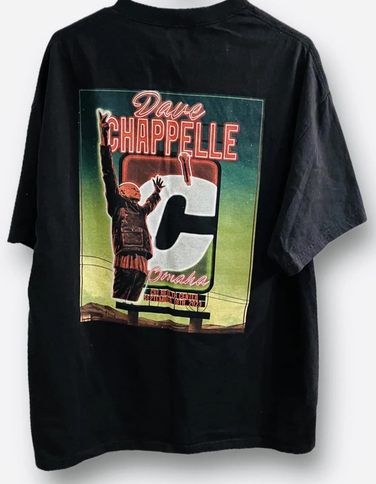 Maglietta ufficiale del tour di DAVE CHAPPELLE OMAHA 18/9/2023 Stand Up Comedy Taglia XL