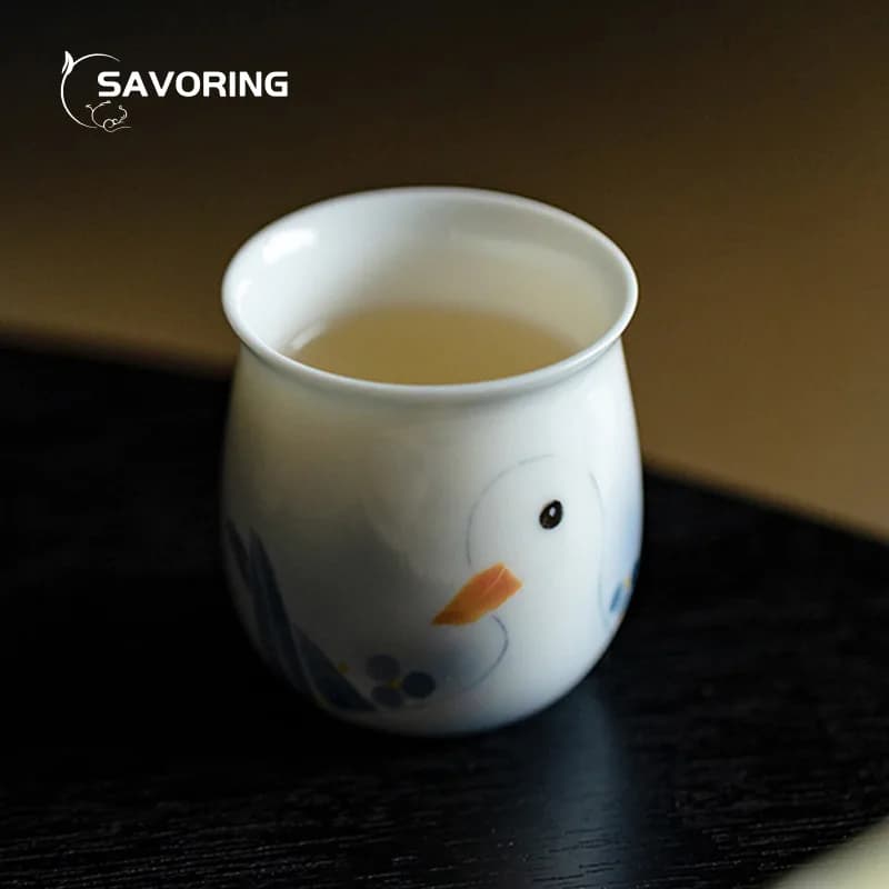 Hand-Painted Lucky Duck Tea Cup Ceramic Cups Creative Handmade Cup Teacups Jingde Town Chinese Supplies Jade Puera Mate Maker