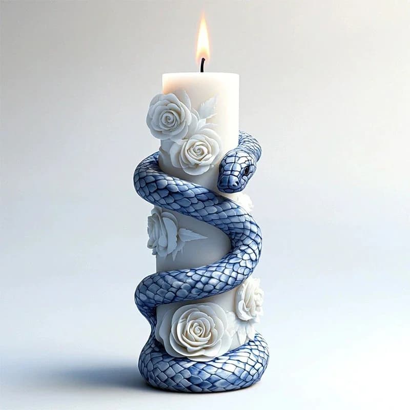 Strumento fai da te per candele per aromaterapia avvolte a forma di serpente in rilievo fatto a mano creativo di Pasqua, stampo per candele in silicone a forma di uovo con motivo serpente