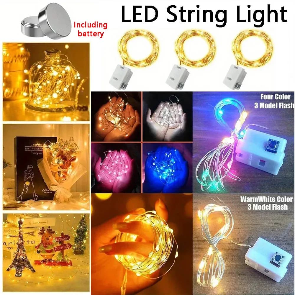 1M LED String Light Filo di rame a batteria Lucine Decorazione festiva con modalità lampeggianti Decorazioni per la casa Regalo di Natale