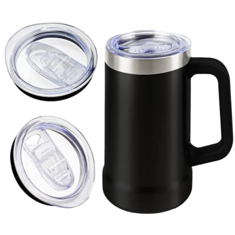 Confezione da 2 coperchi di ricambio compatibili con il coperchio Stein di birra da 24 once compatibile con la tazza di birra con manici Coperchio per tazza isolato a prova di perdite