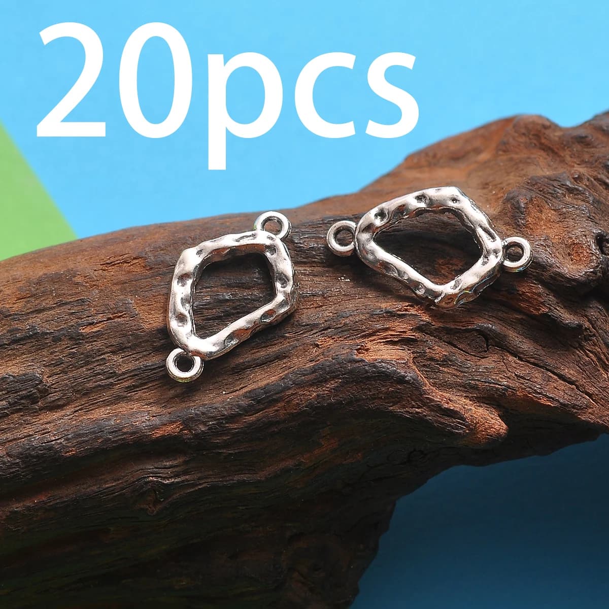 20-Piece Set of Irregular Double-Ring Small Pendants, Featuring a Textured Hollow Three-Dimensional Design, Suitable for DIY Bracelets, Necklaces, and Earrings, Handmade Beaded Decorative Accessories