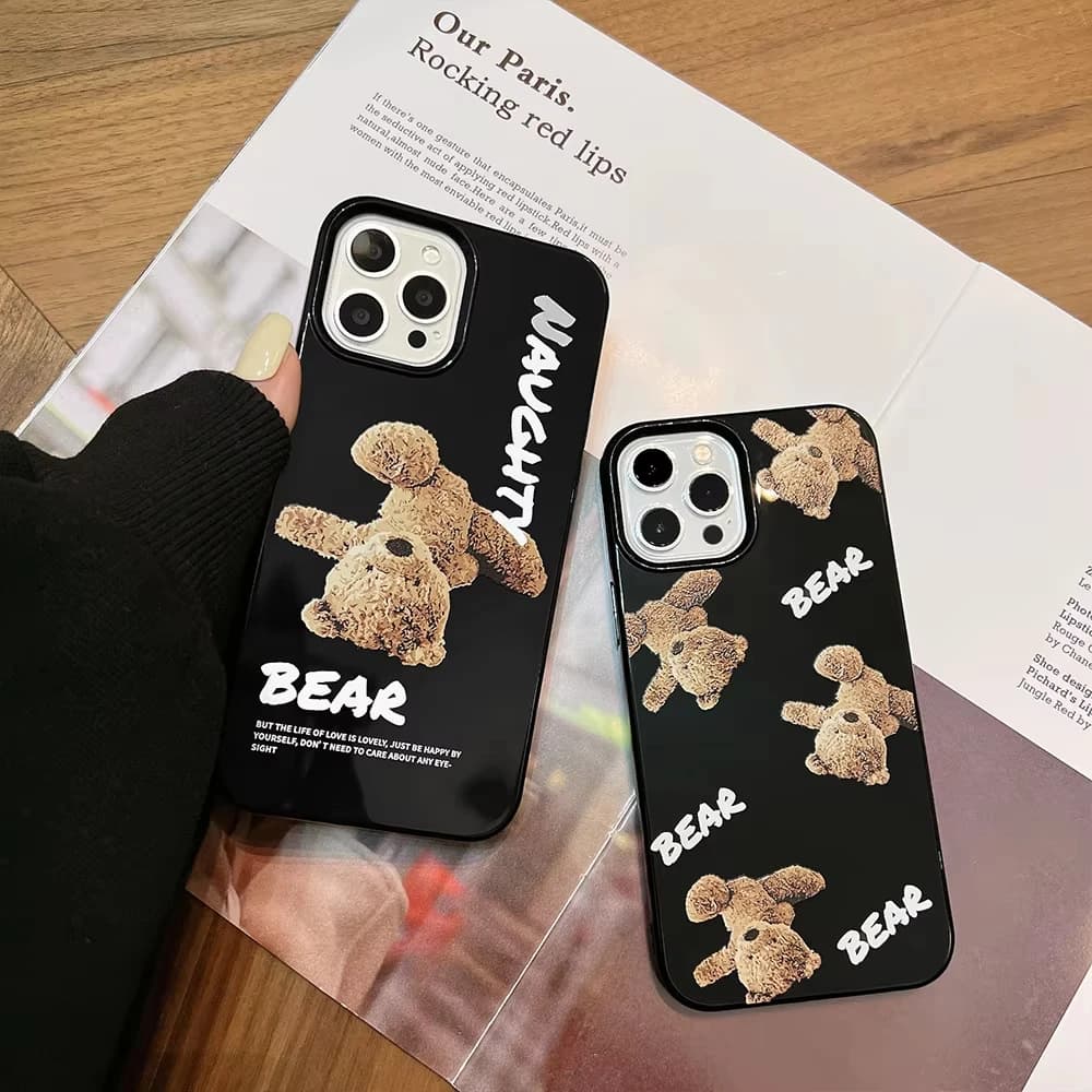 Fashion cartoon cute bear phone case for iPhone 17 Air 16 Pro Max 15 14 Plus 13 12 Mini 11 Pro Shockproof silicone back cover