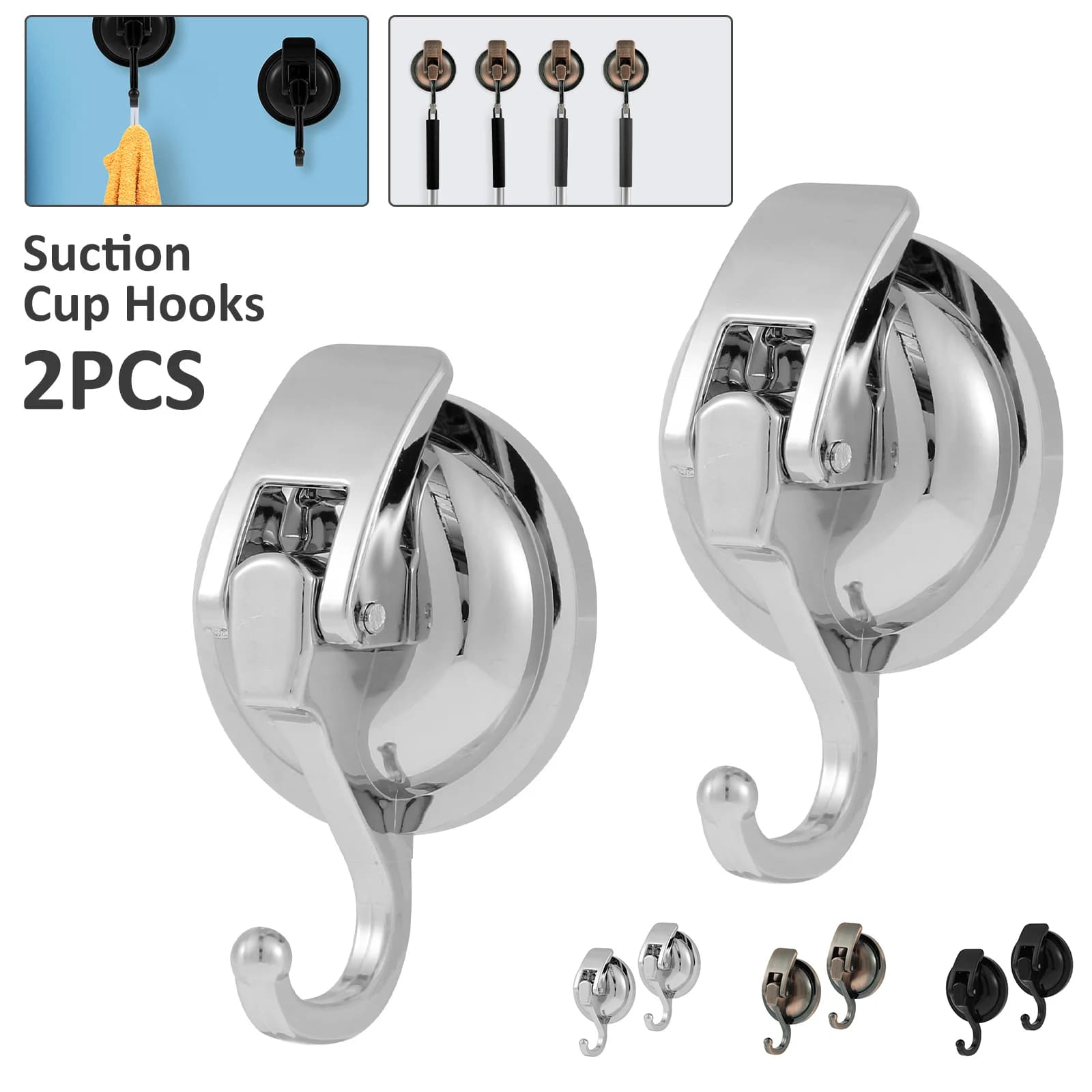2 Pezzi Ganci a Ventosa per Doccia, Ganci a Vuoto Resistenti per Interni Doccia, Super Aspirazione per Cucina, Bagno, Toilette