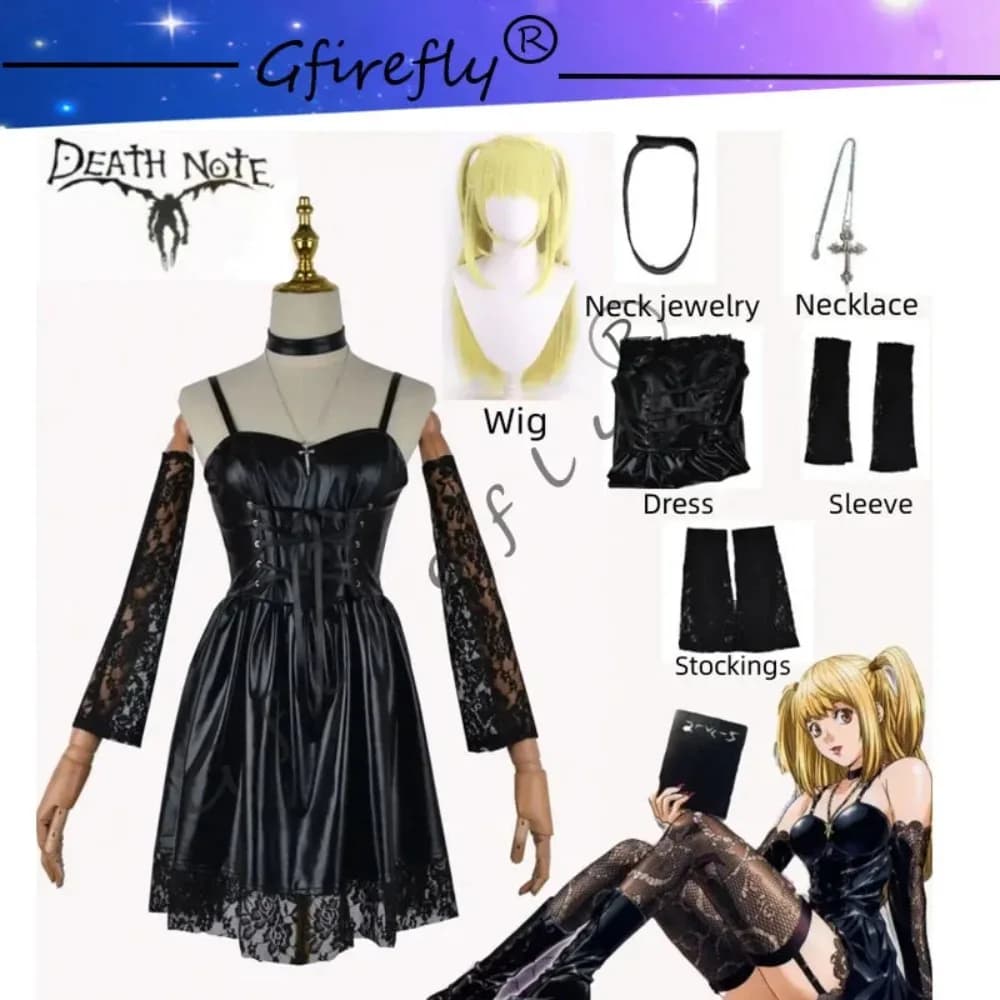 Misa Amane Death Note costumi cosplay similpelle abito sexy collana maniche in pizzo calze uniformi da donna abiti anime