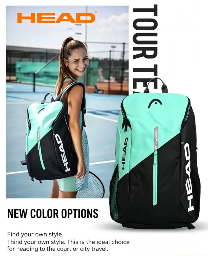 HEAD Tour Team Series Tennis Racket Bags for Men Women Outdoor Sports Backpack With Shoe Compartment Can Storage 2 Rackets