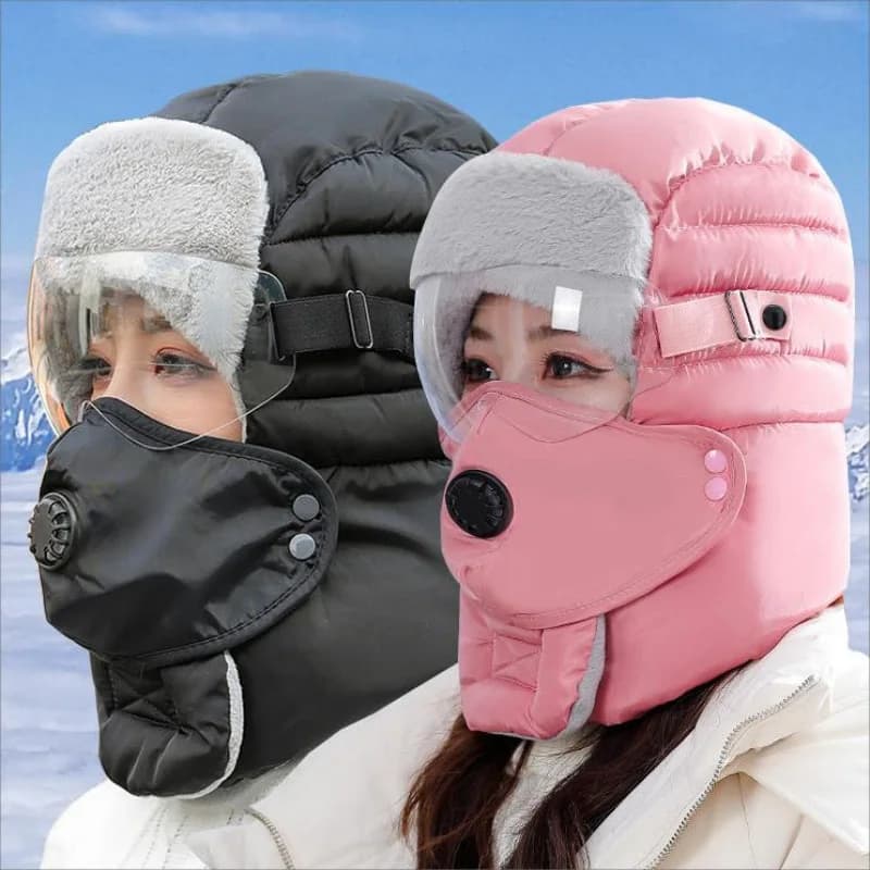 Cappello caldo invernale da ciclismo all'aperto Addensare cappelli da sci Uomo Donna Impermeabile antivento Protezione per le orecchie Cappuccio Lei Feng Cappello con occhiali