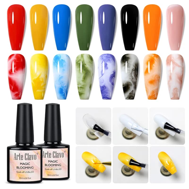 Arte Clavo Blossoming Gel Polish Nail Art Trasparente 10ml Smalto per unghie Acquerello Effetto Smook Soak Off Pittura UV Manicure