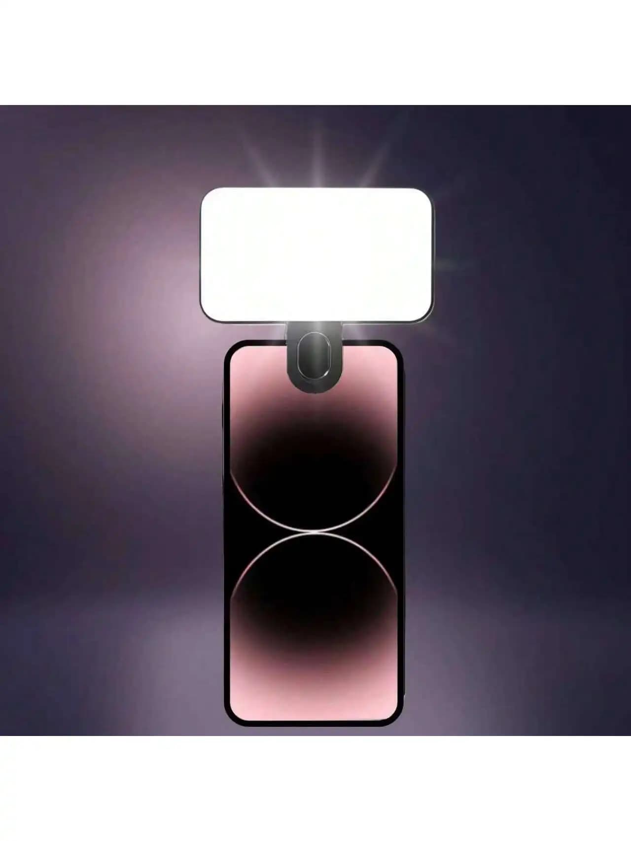 Mini Clip On Selfie Ring Light Rechargeable LED Phone Fill Lamp Dimmable For Vlog Makeup Live Stream Video Call Travel Christmas Gift
