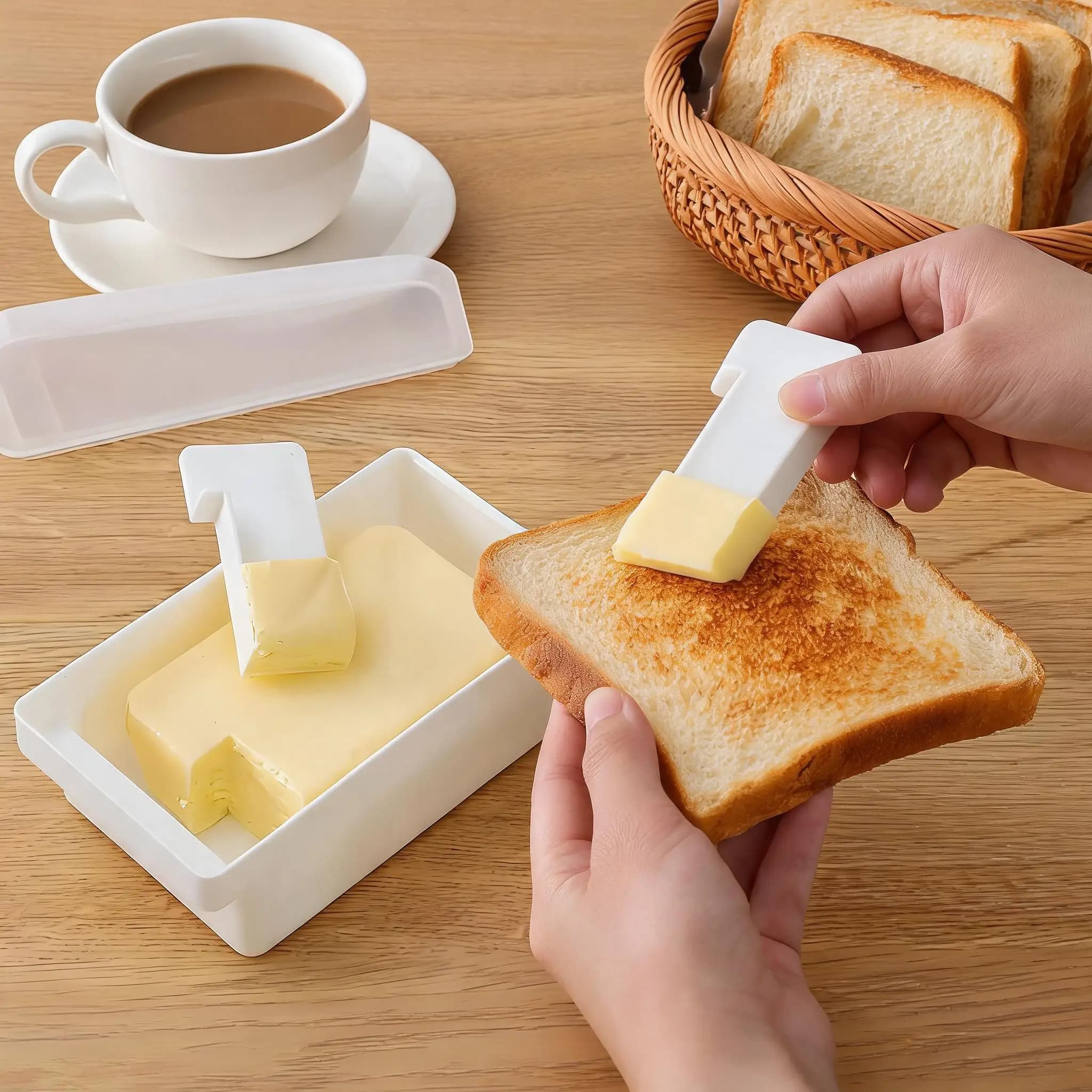 Butter Storage Box with Integrated Slicer Cutter, Airtight Cover Cheese Keeper, Food Grade Plastic Butter Container for Fridge & Baking